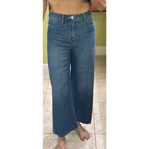L’Agence 25 wide leg crop chambray light weight denim jeans NWOT high waist